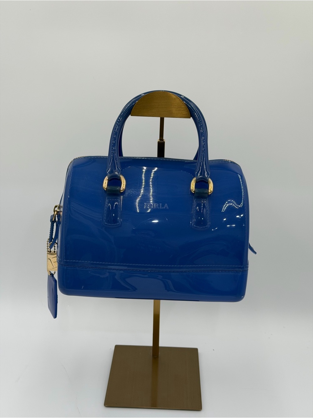 Furla Candy Blue Jelly Boston Satchel Bag